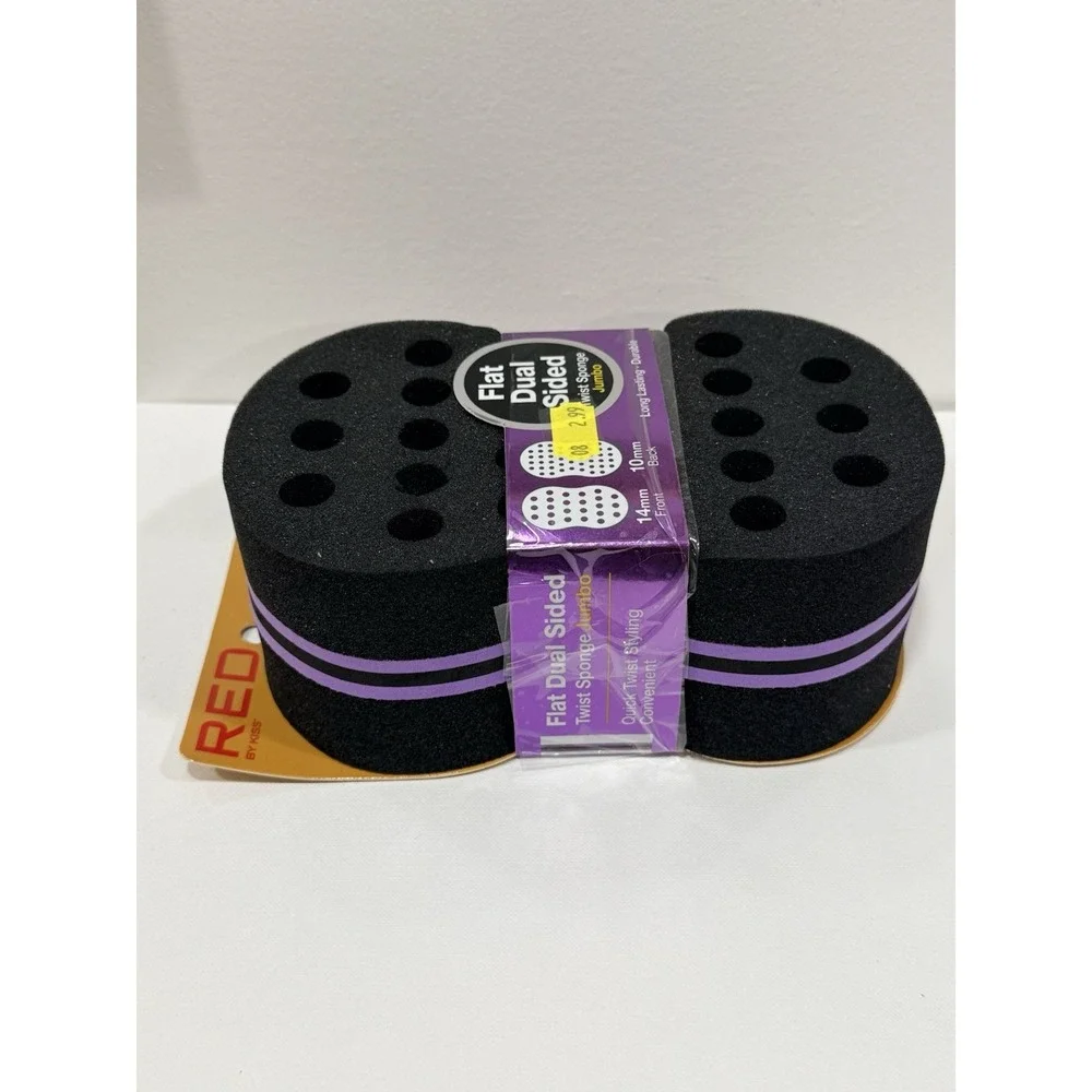 RED BY KISS DUAL FLAT SIDED TWIST SPONGE JUMBO 14mm FRONT 10 mmBACK TWS04